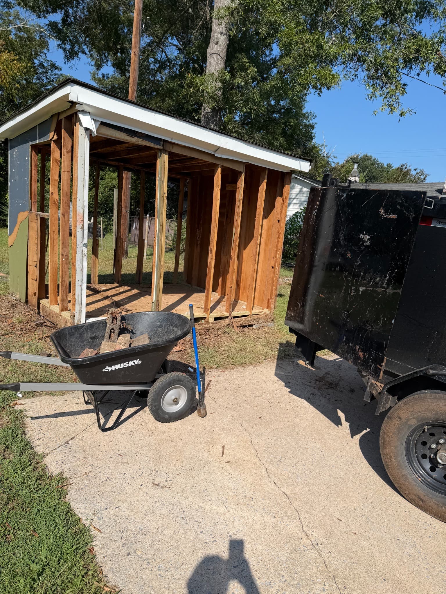 Shed Demolition & Removal in Cherryville, NC — STRUCTURE OPENED UP — DEMOLITION UNDERWAY