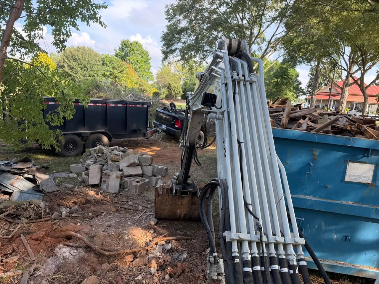 Barn Demolition & Site Clearing in Lincolnton, NC — BARN DEMOLITION — DEBRIS REMOVAL IN PROGRESS