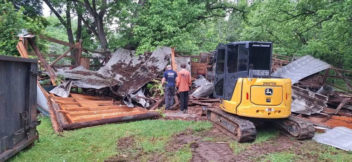 Outbuilding Demolition in Maiden, NC — STRUCTURE REMOVAL IN PROGRESS