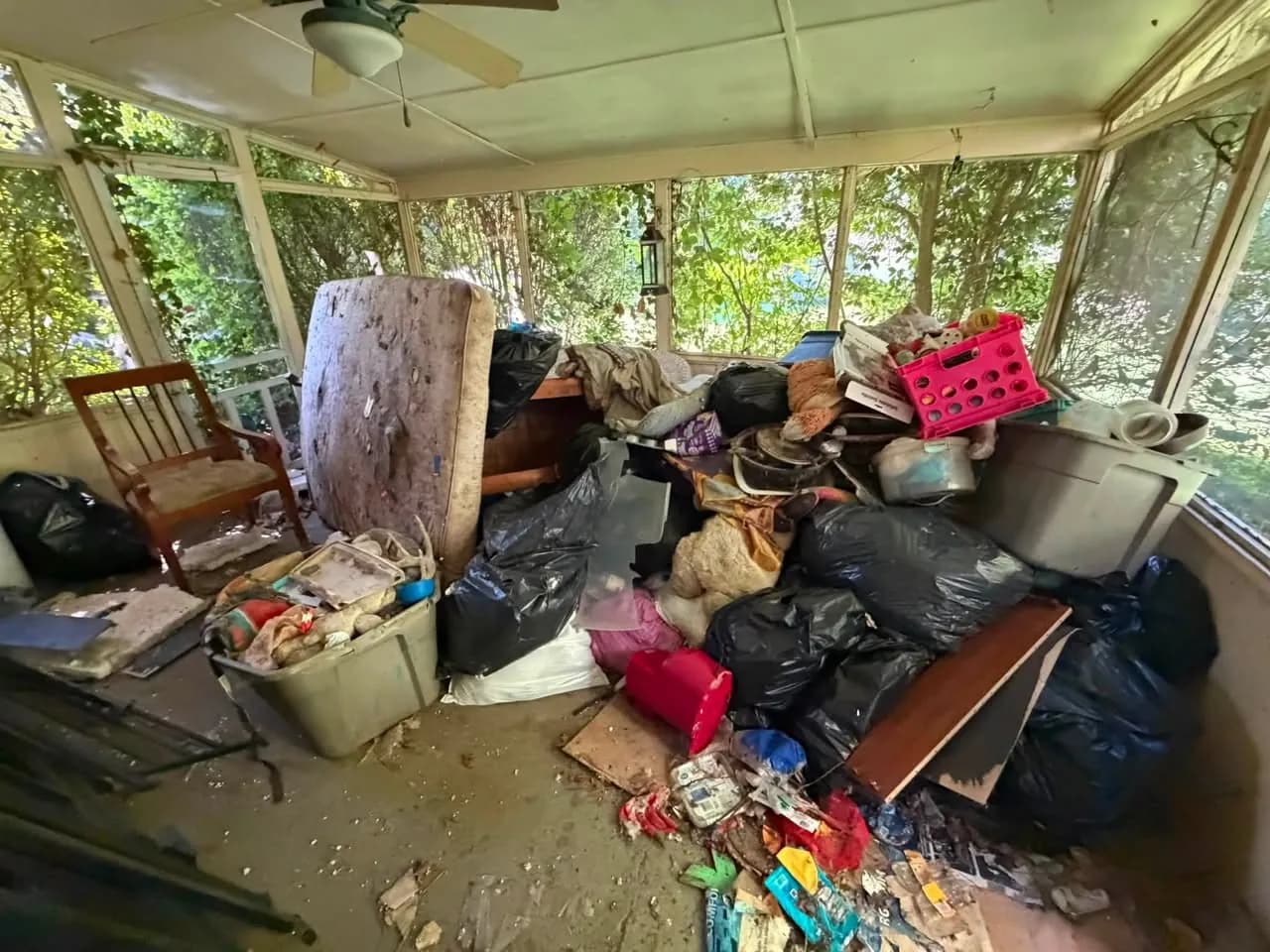 Hoarding & Property Cleanout in Morganton, NC — PORCH CLEANOUT — PROJECT START