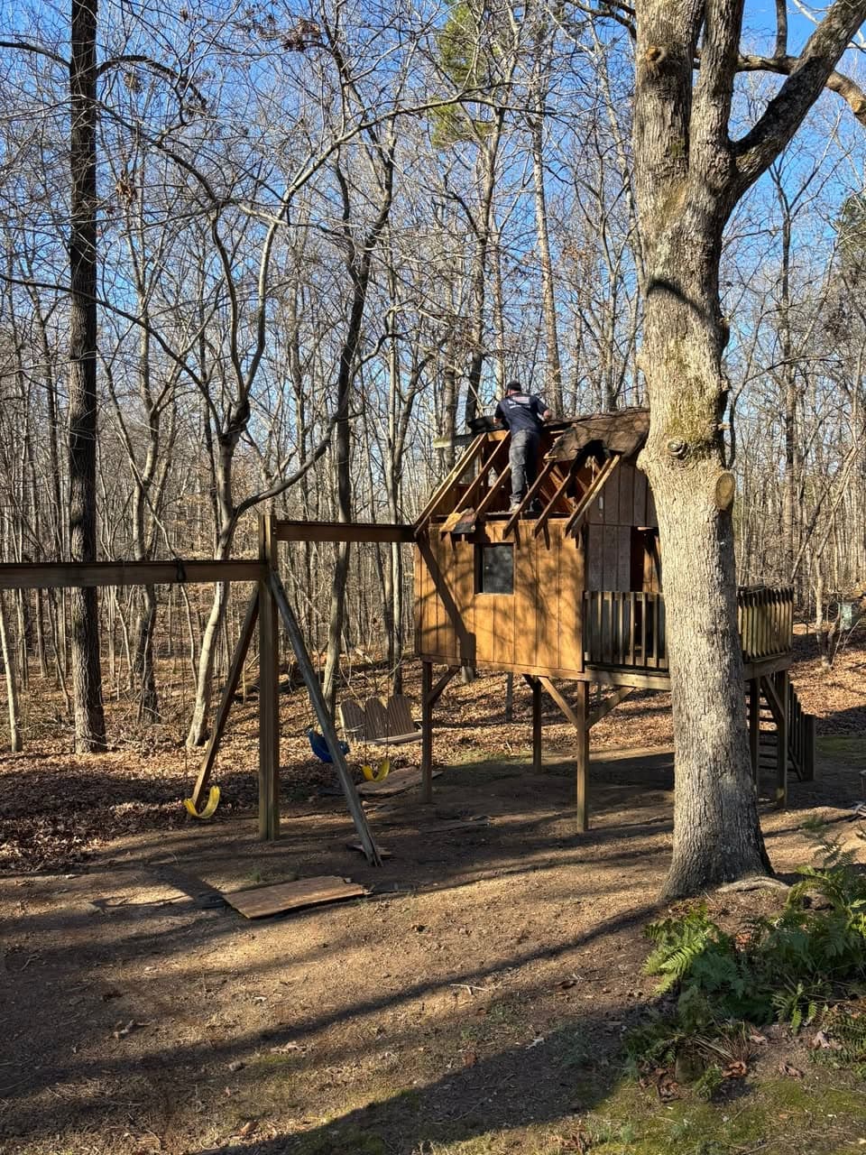 Swing Set / Play Structure Take-Down in Lincolnton, NC — DEMOLITION IN PROGRESS