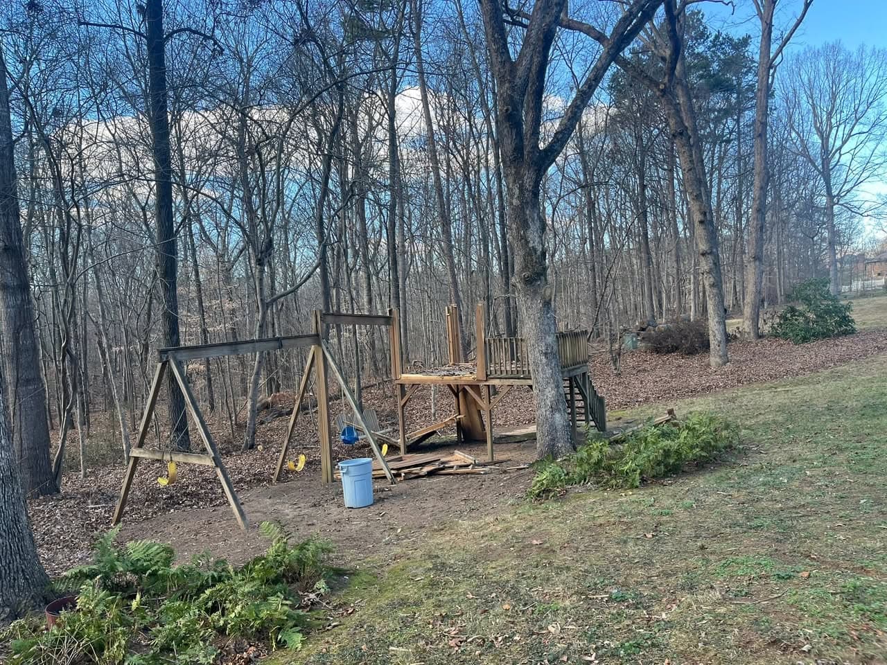 Swing Set / Play Structure Take-Down in Lincolnton, NC — DEMOLITION IN PROGRESS